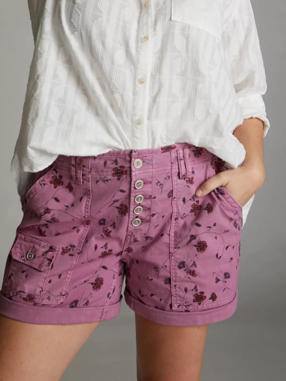 Anthropology Pilcro The Wanderer Floral Button-Front Women’s Shorts sz 28